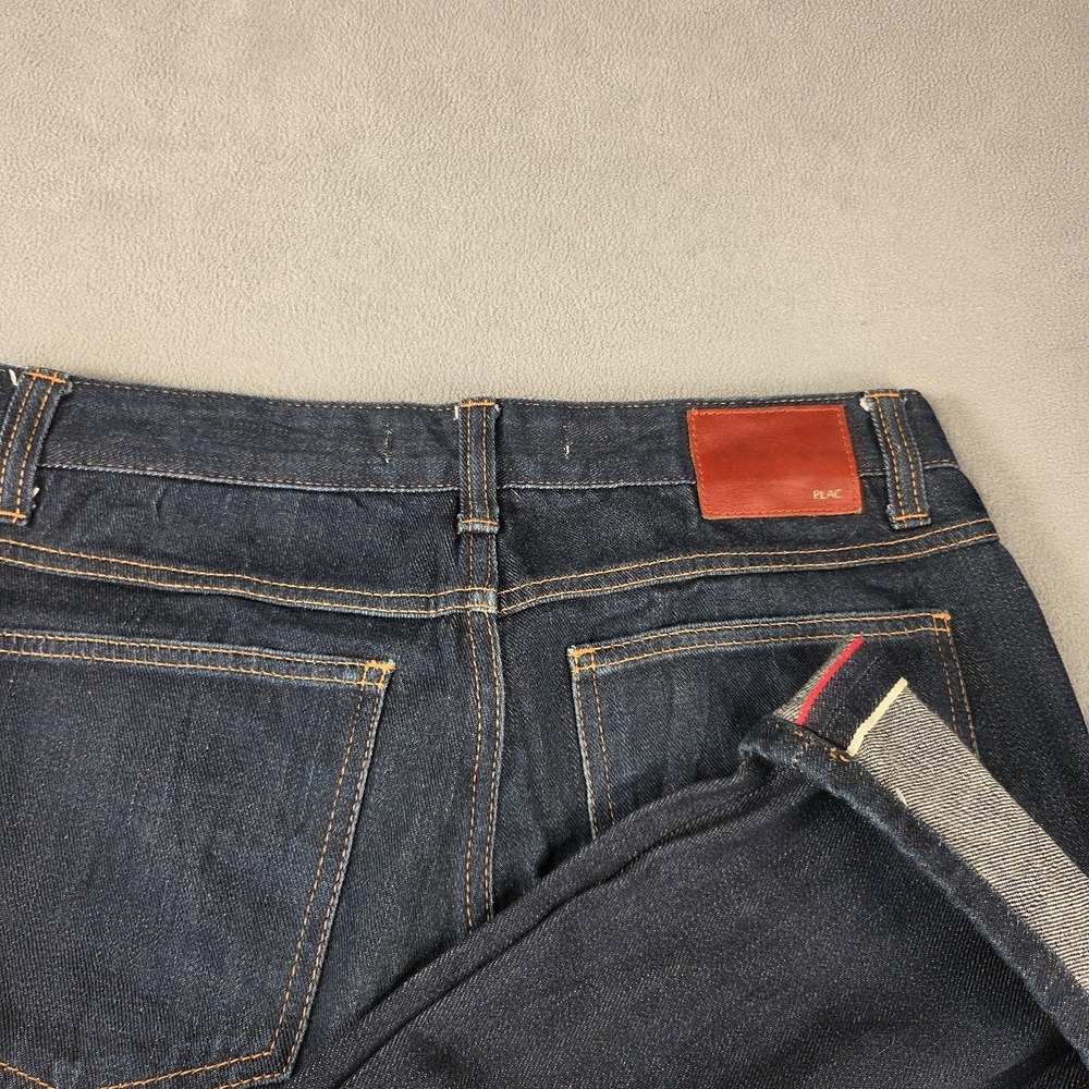 Selvedge Jeans Mens‎ 30x29 Indigo Blue Slim Straight Plac Placid Wave
